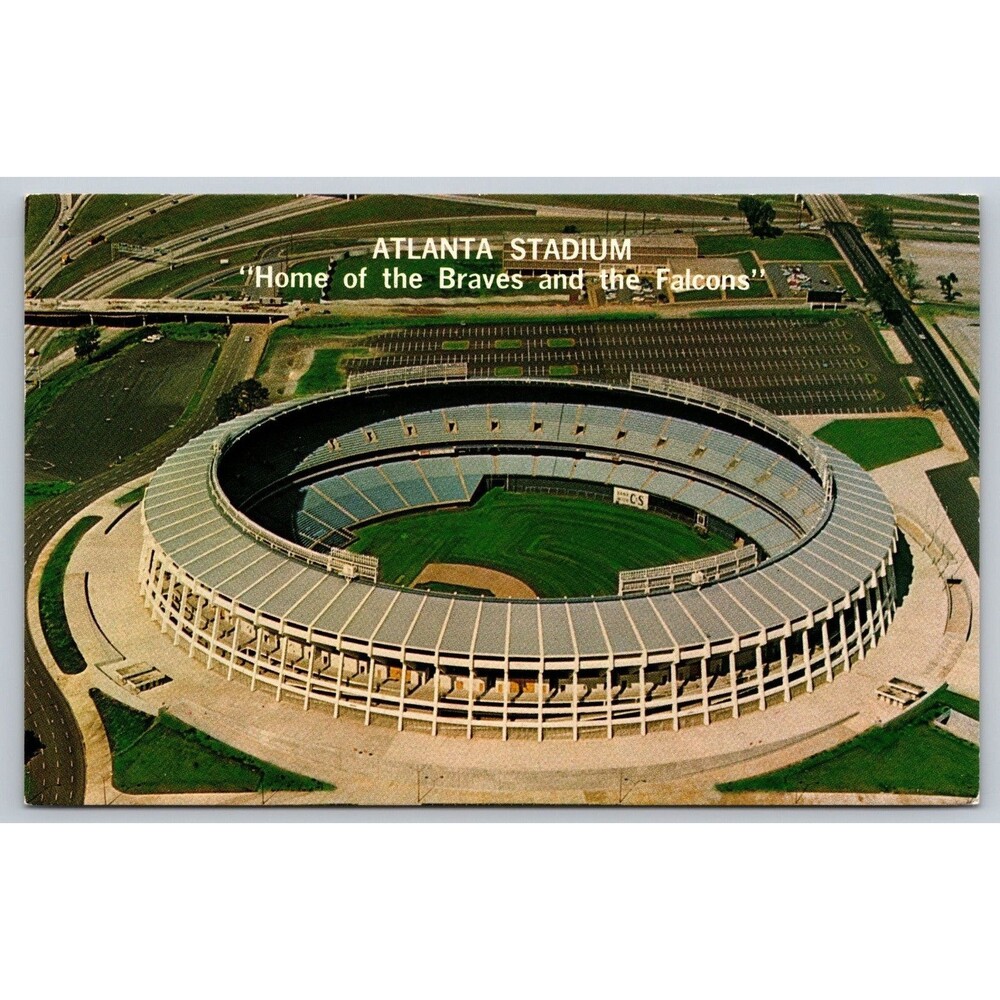 Postcard Georgia Atlanta Stadium Home of Braves and Falcons c1970s GA MLB NFL